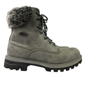 Lugz Empire‎ Hi Fur Lace Up Boot Charcoal Black Womens Size 7